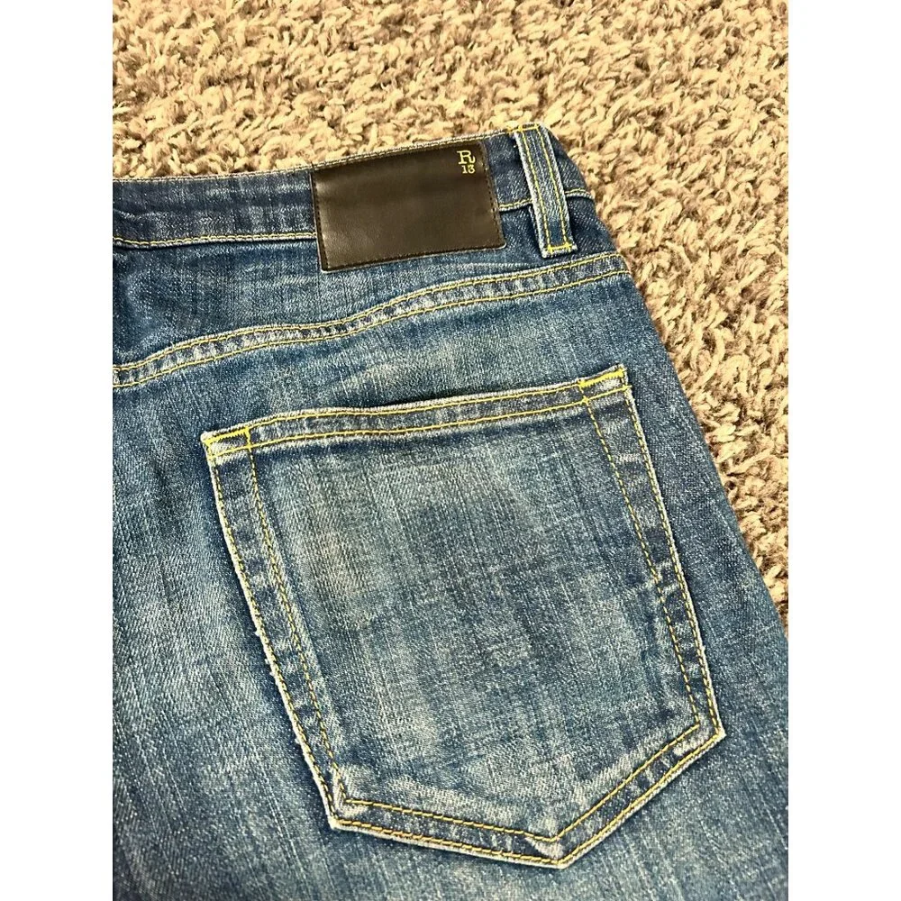 R13 Jeans (Size 27) "Biker Boy" DIY Cut Off Shorts Blue Denim - Picture 2 of 6